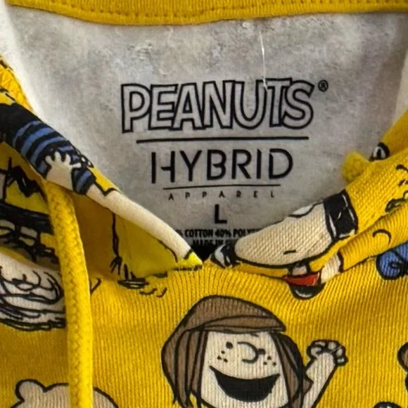 Hybrid Peanuts Charlie Brown & Friends Regular-Fit Printed Fleece Hoodie Sz L - Picture 2 of 4